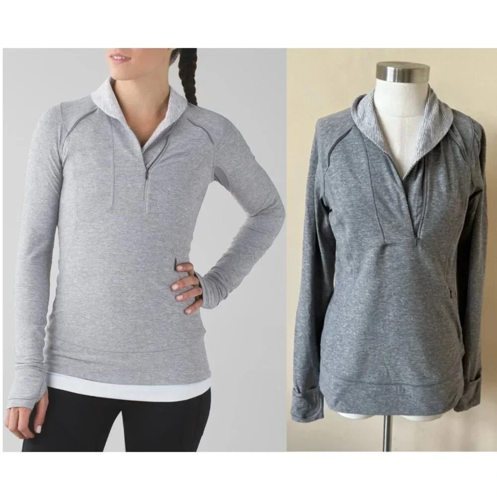 Lululemon Think Fast Pullover Top Heathered Gray - 26153